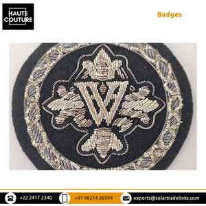 Énorme vente inde personnalisable fabriqué à la main W Silver Bullion Kora Sew-On 6cm Badges de forme ronde pour Blazers et manteaux - Product Image 3