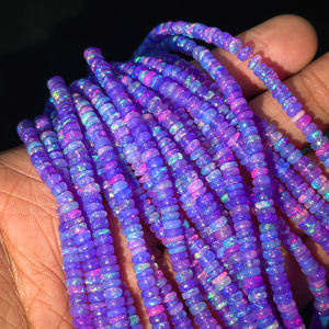 Perles rondes lisses en opale éthiopienne violette flashy, 3-5 mm, perles de pierres précieuses en opale lavande naturelle pour la fabrication de bijoux par le fabricant - Product Image 4