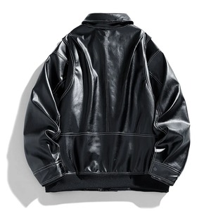 Leather <b>Sheepskin</b> Aniline Zipper <b>Men</b> Biker <b>Jacket</b> with Quilted Viscose Lining and Inside Outside Pockets <b>jacket</b> for <b>men</b> - Product Image 2