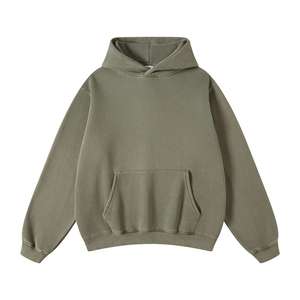 Sweat à capuche Hip Hop en molleton de coton épais tricoté, anti-plis, coupe oversize, uni, hiver, vintage, délavé à l'acide, avec logo personnalisé - Product Image 2