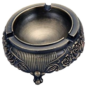 Cendrier classique pour maison bureau hôtel Bar bol design moderne cendrier en métal Aluminium forme ronde or Antique voiture table cendrée - Product Image 1