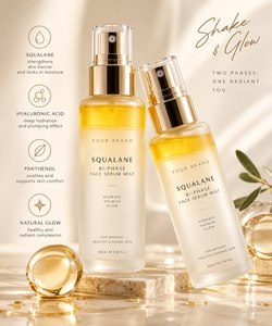 ELAN KIMYA OEM Private Label Squalane Bi-Phase Hydrating Face Serum Mist Spray with Hyaluronic Acid Panthenol 100ml Bottles - Product Image 1