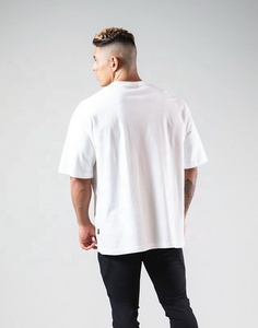 Camiseta con serigrafía de peso pesado 100% algodón personalizada de 230GSM, estilo informal de gran tamaño con diseño en blanco de cuello redondo para hombres - Product Image 5