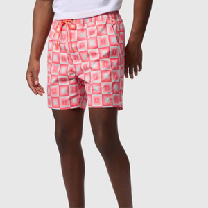 Custom <b>Pink</b> Solid 100% Polyester Lightweight Quick Dry Breathable Eco-Friendly Summer Swim Trunks for <b>Men</b> Elastic Waist Surf - Product Image 2