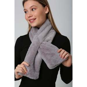 Grey Soft Plush Neck Warmer Scarf - Fashionable and Warm, Cold Weather Accessory Byn01 - Anthracite - Product Image 5