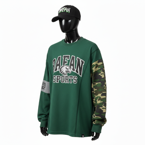 Camiseta de Manga Larga de Poliéster Premium Verde con Panel en Contraste, Logotipo Personalizado por Transferencia de Calor, Camiseta de Manga Larga de Algodón - Product Image 4