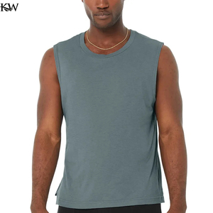 Débardeur pour hommes Tissu en mélange de coton et polyester Chemise sans manches respirante Coupe confortable Impression de logo personnalisé Fourniture d'usine OEM - Product Image 2