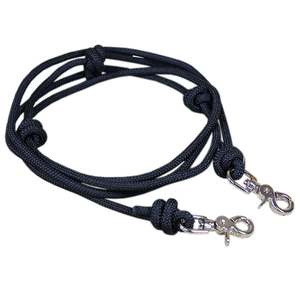 บังเหียนไนลอนม้าแบบแยกพร้อม Rawhide เชือกภูเขาขนาด8ฟุตผูกบังเหียนม้าแบบกลมทริกเกอร์สแนปแบล็ก - Product Image 1