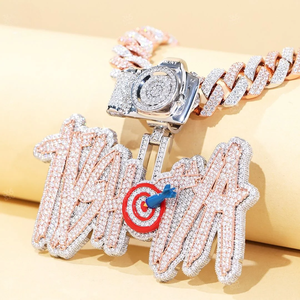 Collier pendentif hip-hop serti de diamants en moissanite VVS de conception optimale avec argent 925, design personnalisé pour les rappeurs, à porter tous les jours - Product Image 1