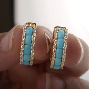 18K Gold Solid <b>Stud</b> <b>Earrings</b> for Women Natural Diamond Pink Tourmaline Amethyst Cluster Design for Wedding Party Gift - Product Image 4