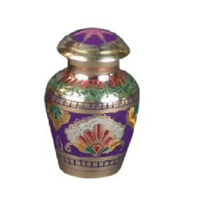 Urnes de souvenir de crémation en laiton de haute qualité avec gravure or et finition multicolore pour cendres humaines-Fourniture funéraire - Product Image 1