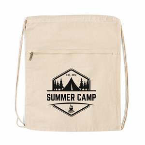 Customized <b>Large</b> Cotton Canvas <b>Drawstring</b> <b>Bag</b> Casual Reusable & Portable with Zipper Personalized Logo - Product Image 1
