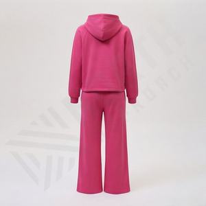 Conjunto Deportivo de Dos Piezas para Mujer, Personalizado, de Alta Calidad, Informal, para Invierno, con Sudadera Corta con Capucha y Pantalones Jogger - Product Image 2