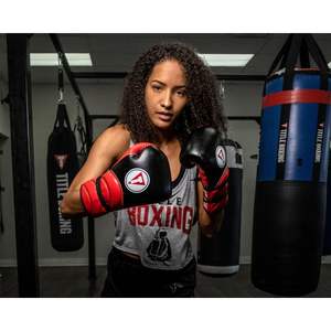 Guantes de boxeo de cuero personalizables de 12oz para niños y adultos Ropa deportiva de artes marciales estilo Sparring impresa - Product Image 4