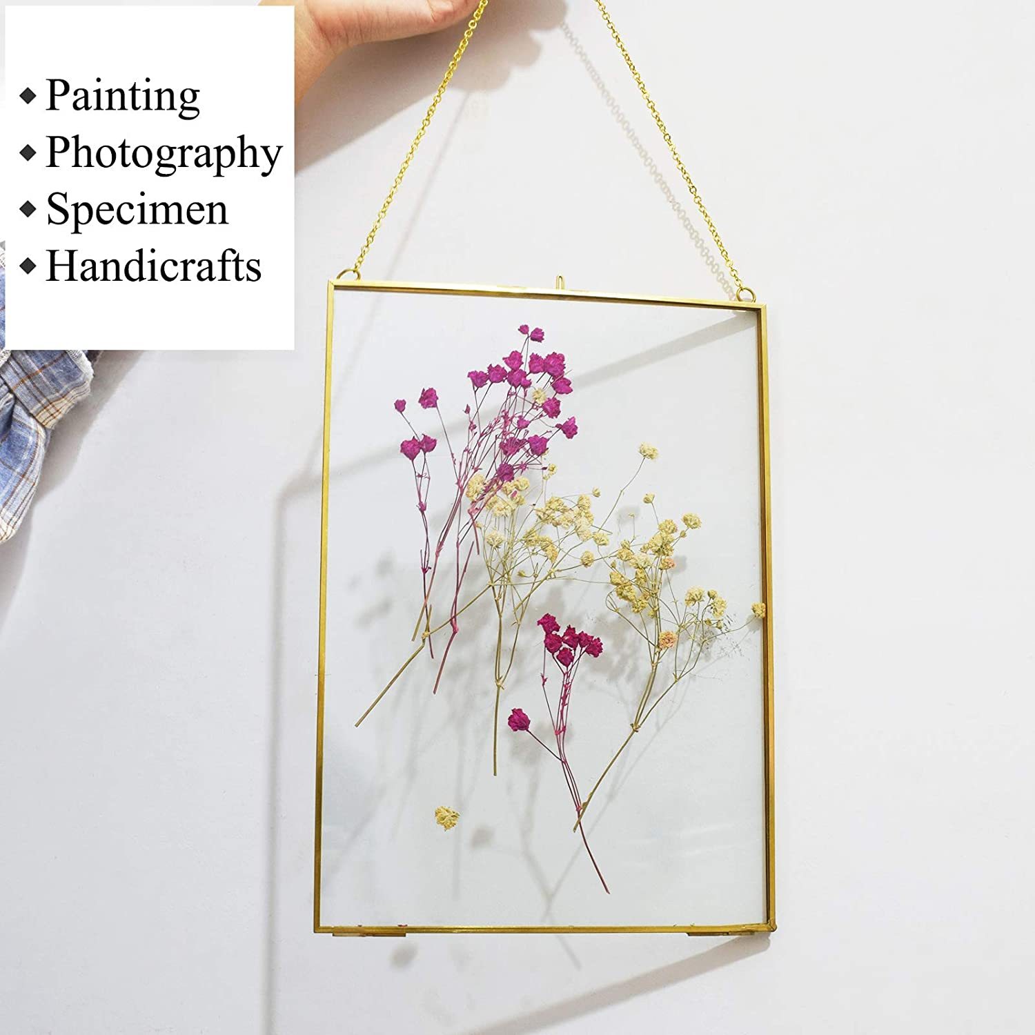 C&Z Cadre Photo Double Pliable Vintage En Laiton Doré 10x15 Cm - Parfait Pour Fleurs Pressées, Herbiers Et Certificats