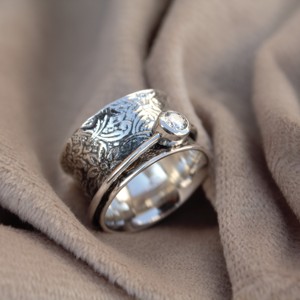 แหวนเงินแท้925สำหรับผู้ชายและผู้หญิง, แหวนเพชรโมอิสใช้ได้ทั้งผู้หญิงและผู้ชาย - Product Image 1