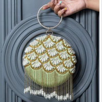 Set Tas Tangan Bordir dengan Tali, Motif Bunga Lily Valley, Kanvas Katun Berkualitas Tinggi, Ramah Lingkungan, Warna Dapat Disesuaikan