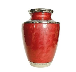 Urne commémorative de crémation pour adultes en laiton pour cendres Rose rouge avec collier en argent - Product Image 5