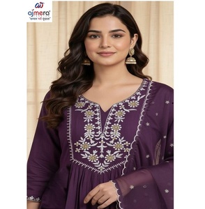 Traje Kurti Tradicional para Mujer, Elegante y de Diseño Étnico, para Fiestas, Oficina, Bodas, Atuendo Festivo, Aspecto Elegante, Secado Rápido, Elástico - Product Image 1