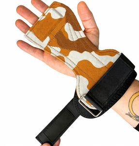 Empuñaduras de Cuero Genuino con Camuflaje para Levantamiento de Pesas, Soportes para Muñecas con Estampado de Camuflaje, Agarre de Cuero Vacuno Antideslizante y Transpirable para Entrenamiento - Product Image 2