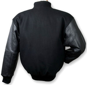 Blouson Bomber Varsity en Laine et Cuir Personnalisé OEM avec Logo Brodé en Chenille, Col Montant, Façade en Cuir PU Formelle, Sur Mesure - Product Image 4