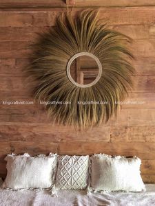 Venta caliente espejo de ratán decoración de pared estilo Vintage decoración del hogar espejo hecho en Vietnam - Product Image 3
