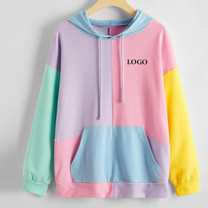 เสื้อฮู้ดแบบสวมหัวสำหรับผู้หญิงเสื้อมีฮู้ดสีบล็อกหยดน้ำสำหรับผู้หญิงเสื้อมีฮู้ดสีทึบ - Product Image 1