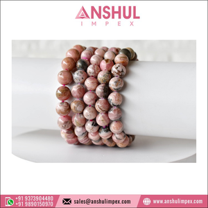 Attractive Pattern Pink Color Healing 7.5in Rhodochrosite Round Gemstone Hand <b>Beaded</b> <b>Bracelet</b> for Meditation at Best Price - Product Image 5