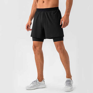 Men's Casual Summer Running Shorts <b>Elastic</b> Basic Solid Polyester Knee Length Washed Running Men's Shorts - Product Image 5