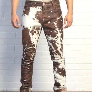 กางเกงหนังวัวแฟชั่นสตรีทแวร์ขายดีสำหรับผู้ชาย สวมใส่สบาย น้ำหนักเบา ดีไซน์ปรับแต่งได้ กางเกงหนังวัวสำหรับผู้ชาย - Product Image 1