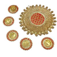 Festival indien traditionnel ensemble de décor d'événement à la maison en vente porte-bougie chauffe-plat décoratif en métal Rangoli fleurs artificielles chauffe-plat