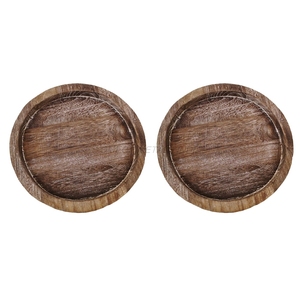 Juego de bandejas de madera de último diseño en color marrón rústico con forma redonda y acabado elegante, ideal para servir y decorar el hogar - Product Image 1