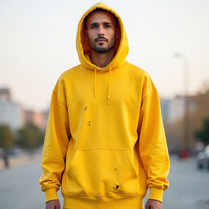Sudadera con capucha desgastada para hombre de talla grande Boxy Fit Pullover-100% algodón para invierno Sudadera con capucha lavada de lana en blanco de gran tamaño para hombres - Product Image 2