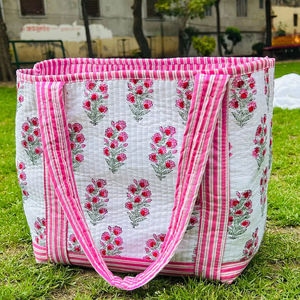 Vintage Quilted Cotton Duffel <b>Bag</b> <b>Large</b> Eco-Friendly Reusable Boho Women's Shoulder <b>Bag</b> for Summer Travel Hospital Visits <b>Beach</b> - Product Image 1