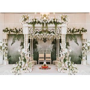ชุดรูปแบบงานแต่งงานแบบฟิวชั่นสีขาวเสาสามเสา Mandap jarati พิธีแต่งงานสามเสา Mandap แบบดั้งเดิม - Product Image 1
