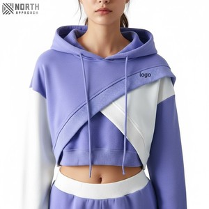 Women's High Quality Cotton Korean Letter Print Long Sleeve <b>Cropped</b> Hoodies Wholesale Knitted Hoodies For Woman Reversible - Product Image 1