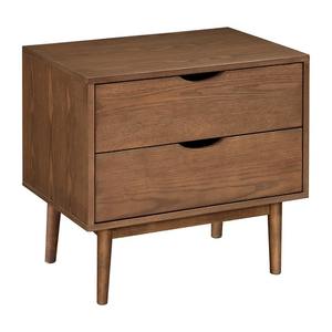 High Quality Walnut-Colored Two-Drawer Solid Wood Bedside Cabinet New Design Scandinavian Style Foldable Bedroom <b>Nightstands</b> - Product Image 2