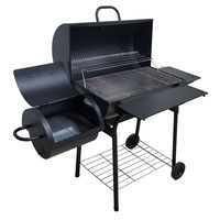 Fabricant professionnel de barbecue au charbon de bois en acier robuste et lourd avec chariot, fumoir de jardin en forme de baril pour l'extérieur