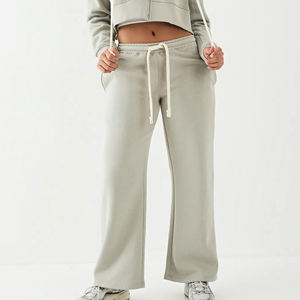 High Quality French Terry Winter Sweat <b>Pants</b> Oversized Loose Fit Jogger Straight Wide Leg Baggy Flared Eco-Friendly <b>Women</b> - Product Image 4