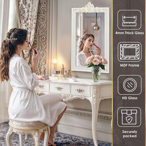 Tường gương-cho phòng tắm tường với trang trí công phu thiết kế hình chữ nhật Shape Vintage Wall Mount trang trí nội thất cho phòng tắm, phòng ngủ, vanity, tiền sảnh - Product Image 4