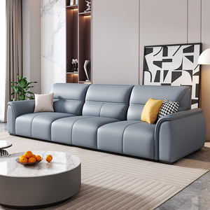 Modern Luxury L Shaped Genuine Leather Sectional Couch Convertible Sleeper Living Room Sofa Bed Set With Metal Legs - Product Image 2