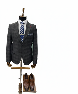 Costume de cérémonie élégant pour homme, smoking formel pour mariage, coupe ajustée, trois pièces, veste, blazer, gilet, pantalon en coton et élasthanne noir - Product Image 5