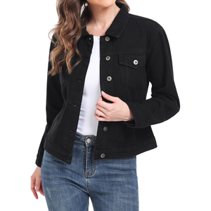 Nueva chaqueta vaquera para mujer, cuello vuelto, prendas de vestir exteriores ajustadas a la moda, chaqueta vaquera suave cómoda de talla grande 4XL transpirable - Product Image 1