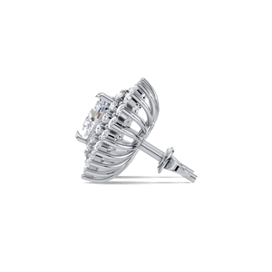 IGI Certified Lab Grown Diamond Heart Cut Halo Stud <b>Earrings</b> <b>Solid</b> 925 Sterling <b>Silver</b> Teardrop Diamond Cluster <b>Earrings</b> - Product Image 3