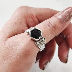 Anillo de Mujer con Piedra Preciosa de Ónice Negro Natural, Piedra de Nacimiento de Diciembre, Anillo Apilable para Aniversario de Bodas, Joyería de Plata de Ley 925 - Product Image 6