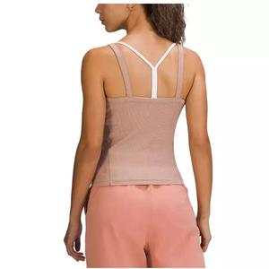 Nouvel arrivage de débardeurs d'entraînement de gymnastique pour femmes personnalisés en gros respirant sport Yoga Fitness hauts tissu tricoté décoration de plumes - Product Image 2