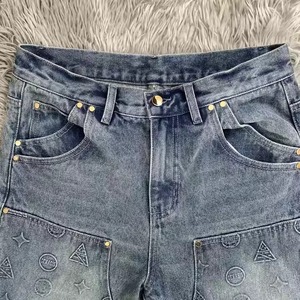 Pantalones cortos de mezclilla desgastados para hombre Logotipo de serigrafía personalizado Jeans rasgados de alta calidad Jorts Acid Wash - Product Image 6