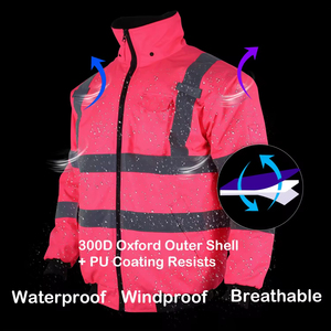 Veste de sécurité rose haute visibilité, imperméable, en polyester, réfléchissante, pour le travail en hiver, avec logo personnalisable - Product Image 5