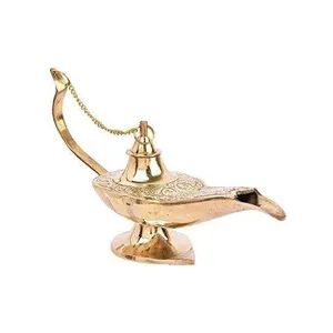 HandCrafted Brass Aladdin Lamp Plain Polished Factory Design Aladdin Lamp Arabic Incense Brass Burner Gift Metal Decor Lamp