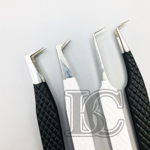 Pince à épiler de qualité supérieure, couleur noir et blanc, acier inoxydable durable, revêtement en poudre, prix de la pince à épiler, offre de logo gratuit, pince à épiler plate en vison - Product Image 4